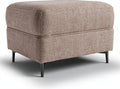 Textured fabric ottoman footrest in light brown with black metal legs 60 x 60 x 40cm