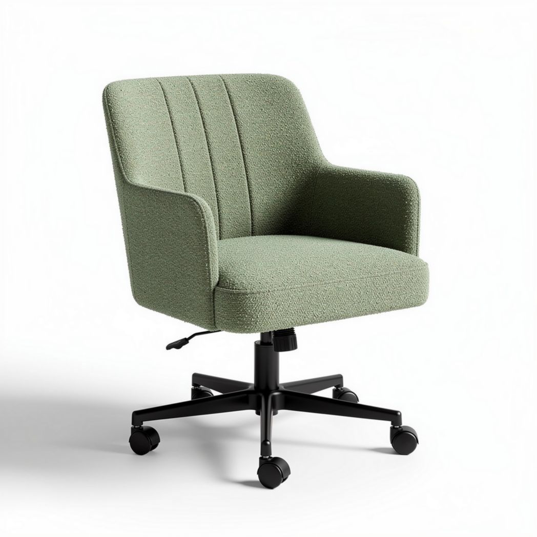Swivel office chair with a soft green fabric upholstery 50 x 55 x 85cm