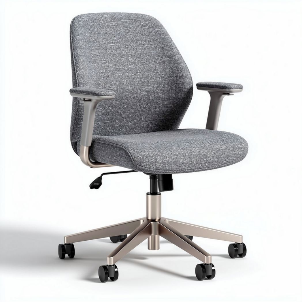 Office chair with ergonomic design gray fabric upholstery and adjustable height