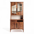 Wooden display cabinet with glass doors and multiple storage compartments 90 x 50 x 160cm