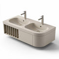Double sink vanity with integrated storage made of durable ceramic 100 x 50 x 40cm beige finish