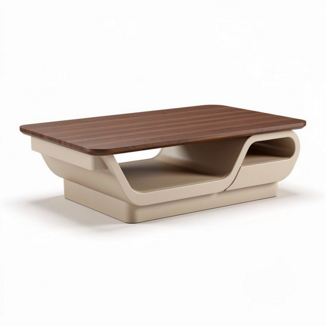 Modern coffee table with wood surface and storage space 120 x 60 x 40cm